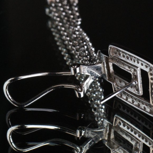 14k WHITE GOLD DIAMOND LONG DANGLE DROP TASSEL EARRINGS - Picture 13 of 13